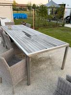 Tuintafel en stoelen met kussens, Tuin en Terras, Ophalen, Zo goed als nieuw, Rechthoekig, Aluminium
