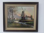 Schilderij boerderij en windmolen, Antiek en Kunst, Ophalen