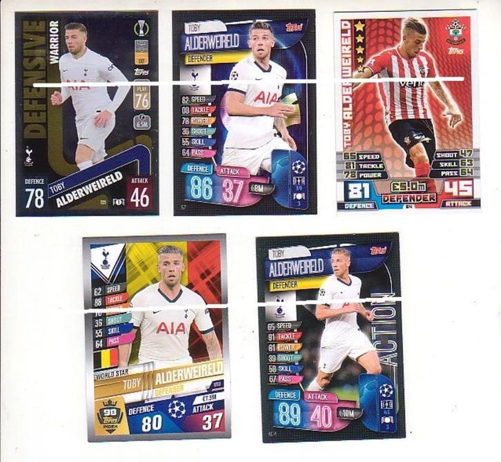 Tradingcards match Attax / Toby Alderweireld / 5 stuks, Verzamelen, Sportartikelen en Voetbal, Nieuw, Spelerskaart, Verzenden