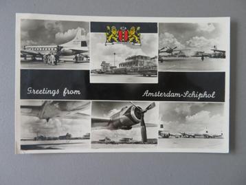 vintage postkaarten groeten Schiphol KLM  beschikbaar voor biedingen