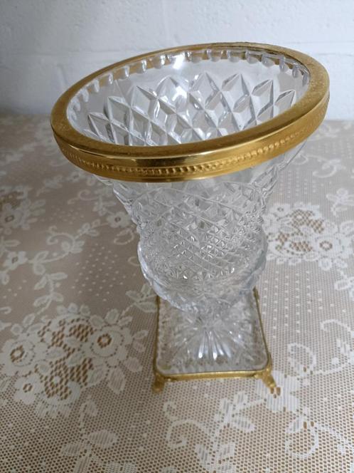 Kristallen Bokaalvaas met Verguld Montuur – Tijdloze Luxe, Antiek en Kunst, Antiek | Glaswerk en Kristal, Ophalen