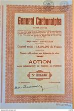 S.A. General Carbonalpha - 1938, Timbres & Monnaies, Actions & Titres, 1920 à 1950, Action, Enlèvement ou Envoi