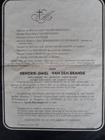Hendrik- Emiel Vandenbrande  oud burgemeester WINGENE, Verzamelen, Bidprentjes en Rouwkaarten, Ophalen of Verzenden