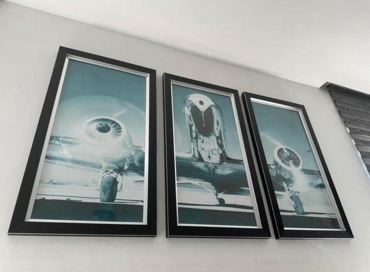 Grand triptyque – Avion (bois et alu) - Excellent état, Verzamelen, Posters, Zo goed als nieuw, Ophalen