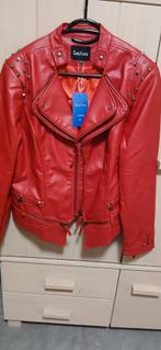 Mooie RODE LEDEREN JACKET wel nep maat xl, Kleding | Dames, Jassen | Zomer, Ophalen of Verzenden, Zo goed als nieuw, Maat 46/48 (XL) of groter