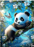Diamond Painting Pandabeer 50x40cm (rond), Hobby en Vrije tijd, Schilderen, Verzenden, Nieuw, Overige typen
