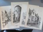 4 x etsen van Albert Goethals zichten Brugge, Antiek en Kunst, Kunst | Etsen en Gravures, Verzenden