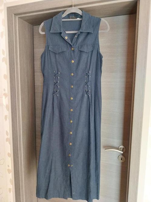Robe lin/viscose bleu Biaggini - Taille 38/40 (faire offre), Kleding | Dames, Jurken, Zo goed als nieuw, Maat 38/40 (M), Blauw