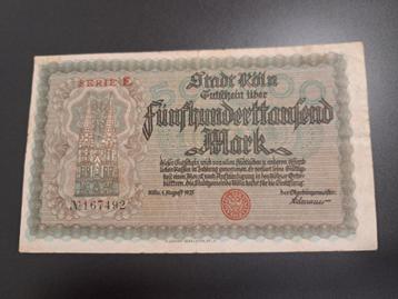 1923 Duitsland 500.000 mark Keulen inflatie geld