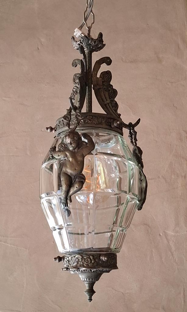 Antieke art nouveau / jugendstil lamp hanglamp met engelen, Antiquités & Art, Antiquités | Éclairage, Enlèvement ou Envoi