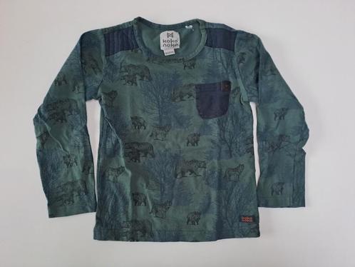 Mt 104 Groene T-shirt lange mouwen beren, wolven, everzwijn, Kinderen en Baby's, Kinderkleding | Maat 104, Gebruikt, Jongen, Shirt of Longsleeve