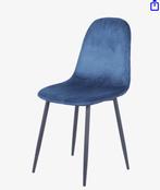 4 velvet blauwe moderne stoelen, Huis en Inrichting, Stoelen, Ophalen, Zo goed als nieuw