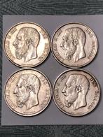 Munten zilver België lotje 5 franken Leop II  4 stuks !!, Postzegels en Munten, Setje, Zilver, Ophalen of Verzenden, Zilver