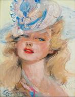 Jean Gabriel Domergue 24*19 „Lilian Hervay”, Antiek en Kunst, Kunst | Schilderijen | Klassiek, Ophalen of Verzenden