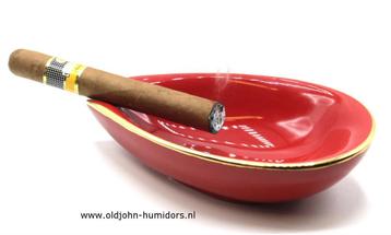 SAB42 ADORINI SIGARENASBAK PORSELEIN ROOD-GOUD HUGE 18 cm!! beschikbaar voor biedingen