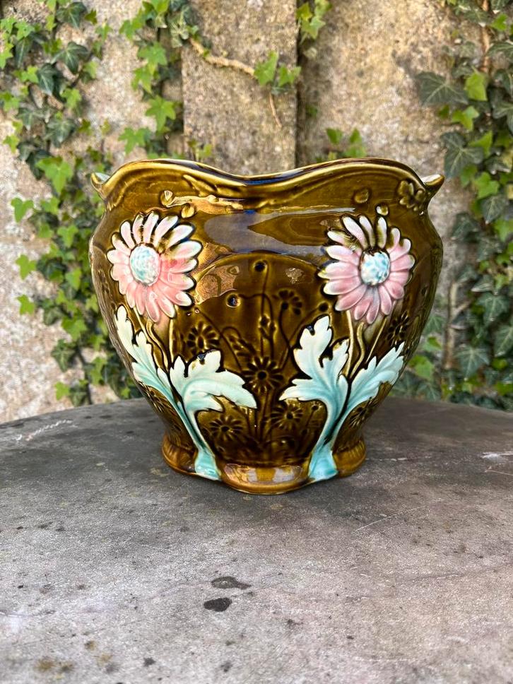 Cachepot bloempot Art nouveau De Bruyn Five Lille, Antiek en Kunst, Antiek | Keramiek en Aardewerk, Ophalen of Verzenden