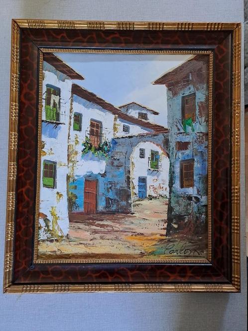 Peinture sur toile 46 x 38 cm signée, Antiek en Kunst, Kunst | Schilderijen | Modern, Ophalen of Verzenden