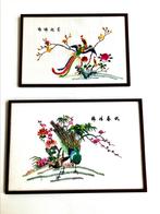 Duo schilderijen Chinese vogels, Ophalen of Verzenden