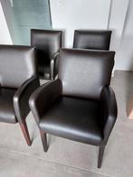 4 stijlvolle eetkamerstoelen echt leder., Ophalen, Gebruikt, Bruin, Leer