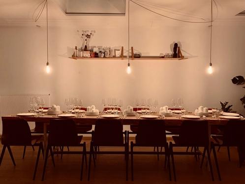 Unieke, ambachtelijke eikenhouten boomstamtafel – 345cm lang, Huis en Inrichting, Tafels | Eettafels, Zo goed als nieuw, Ophalen
