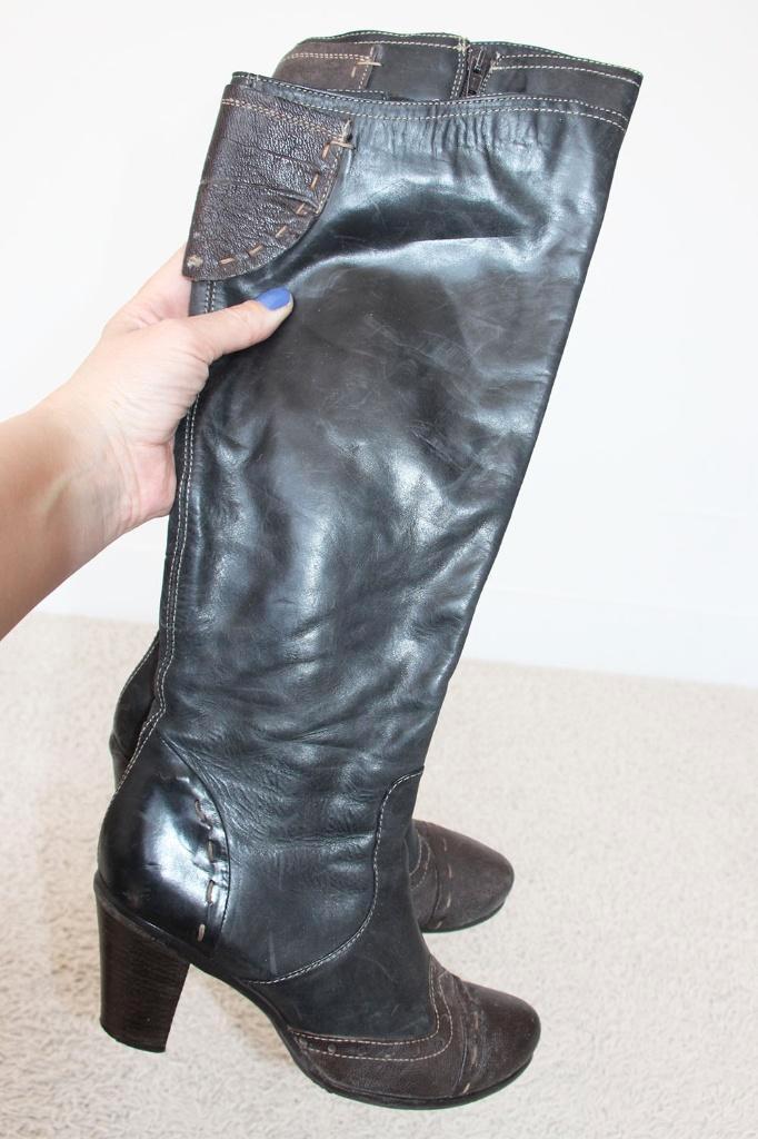 Schitterende Leren Omoda Laarzen - 30 (Maat 37) € 65,-, Kleding | Dames, Schoenen, Zo goed als nieuw, Hoge laarzen, Zwart, Verzenden