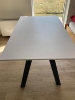 Witte houten tafel, met metalen poten (150x90xH75), Ophalen, Gebruikt