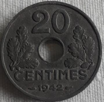 FRANKRIJK: 20 CENTIMES 1942 KM 900.2 UNC beschikbaar voor biedingen