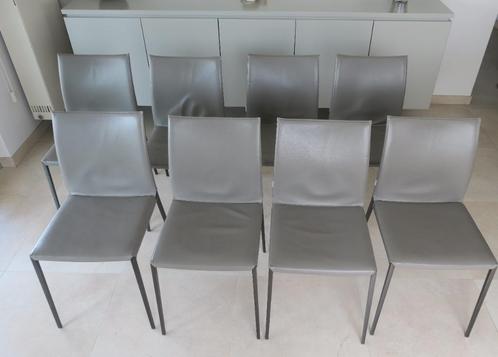 8 Lia stoelen leder - Zanotta - By Roberto Barbieri, Maison & Meubles, Chaises, Comme neuf, Cinq, Six Chaises ou plus, Cuir, Métal