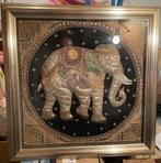 Vintage Birmese Kalaga tapijt olifant 71 x 71 cm, Ophalen