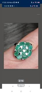 Prachtige sterling zilveren ring met 12natuurlijke smaragden, Nieuw, Groen, Met edelsteen, Ophalen of Verzenden