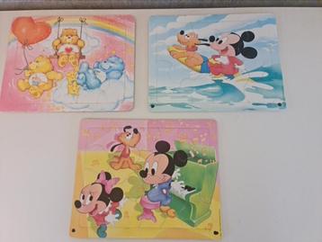 Kartonnen puzzels troetelberen / micky mouse ( 9 stukken ), Enlèvement ou Envoi, Comme neuf