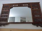 spiegel met houtsnijwerk uit Indonesie, Huis en Inrichting, Woonaccessoires | Spiegels, 100 tot 150 cm, Gebruikt, Rechthoekig