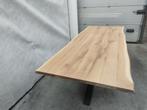 Nieuwe massief eiken boomstamtafel, Huis en Inrichting, Tafels | Eettafels, Ophalen, 100 tot 150 cm, Eikenhout, Landelijk