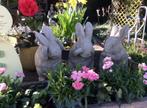 Betonnen tuinbeeld - set van 3 konijnen horen, zien en zwijg, Jardin & Terrasse, Statues de jardin, Animal, Béton, Envoi, Neuf