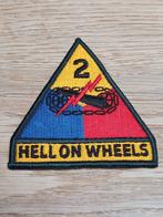 Patch 2nd US Armored Division Hell on Wheels, Collections, Objets militaires | Général, Emblème ou Badge, Armée de terre, Enlèvement ou Envoi
