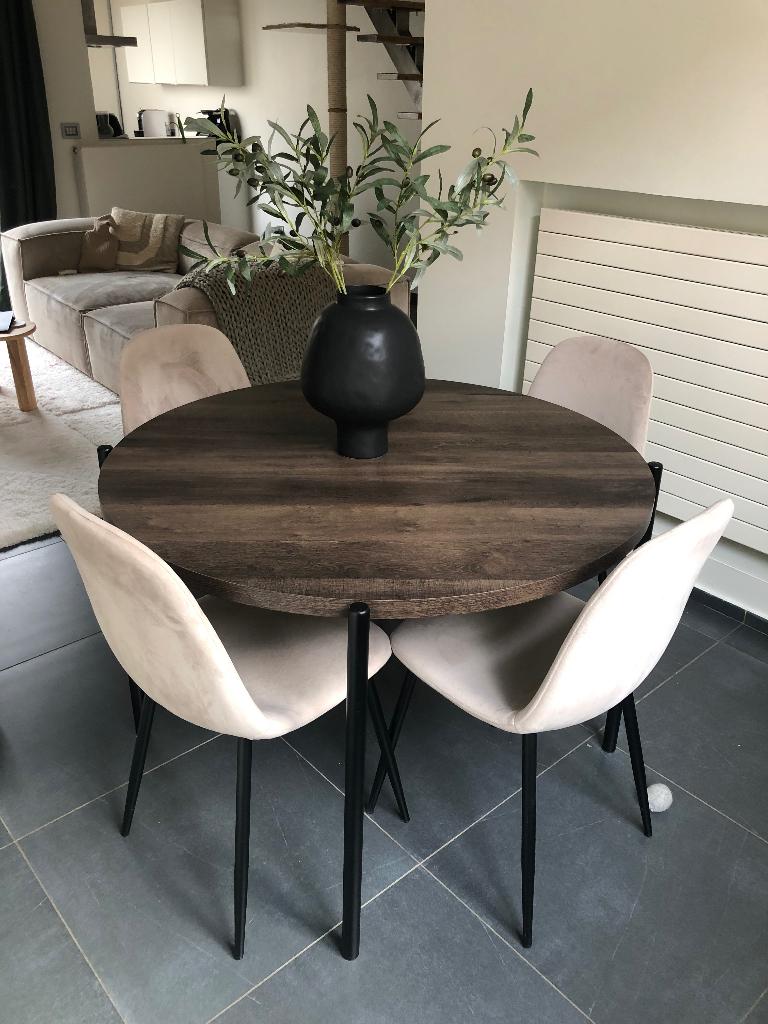 westwing eettafel stoelen dining table set with chairs, 100 à 150 cm, Quatre personnes, Rond, 100 à 150 cm