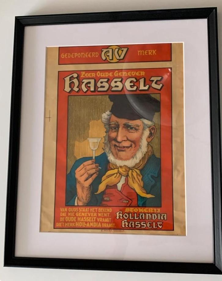 Ancienne affiche originale de Genièvre, Collections, Marques & Objets publicitaires, Comme neuf, Panneau publicitaire, Enlèvement