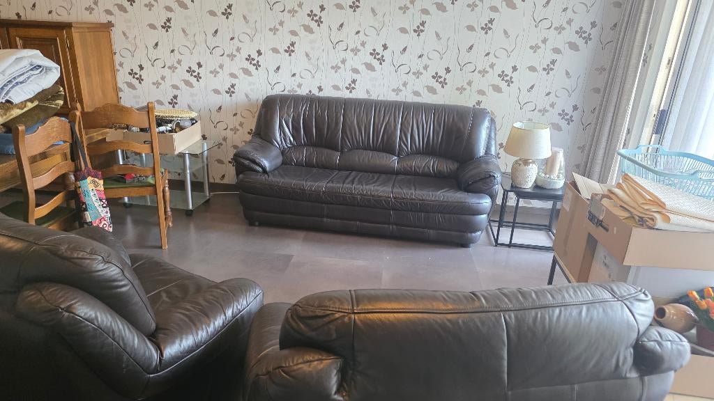 Leder salon, Ophalen, Zo goed als nieuw, Leer