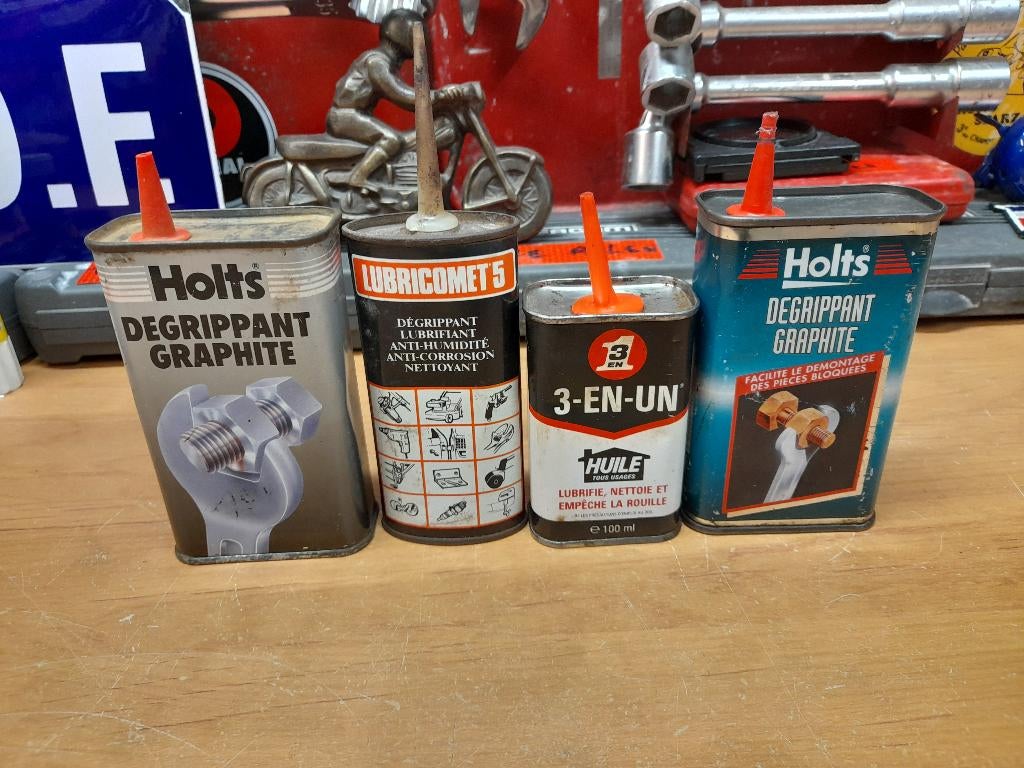 lot de 4 burettes huile vide holts 3 en 1 lubricomet, Collections, Marques & Objets publicitaires, Envoi, Utilisé, Autres types