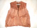 daim heren vest met franjes maat 50, Kleding | Heren, Bodywarmers, Ophalen, Zo goed als nieuw, Maat 48/50 (M), Bruin
