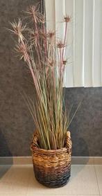 Grote mand - grote bloempot - rieten mand - rieten bloempot, Ophalen, Zo goed als nieuw, Kunstplant