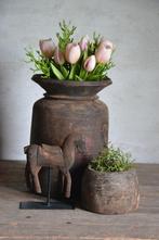 Originele oude houten Nepalese pot / kruik, Overige materialen, Overige kleuren, Nieuw, Ophalen of Verzenden