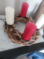 Houten krans met kaarsen, Ophalen, Zo goed als nieuw, Rond, Hout