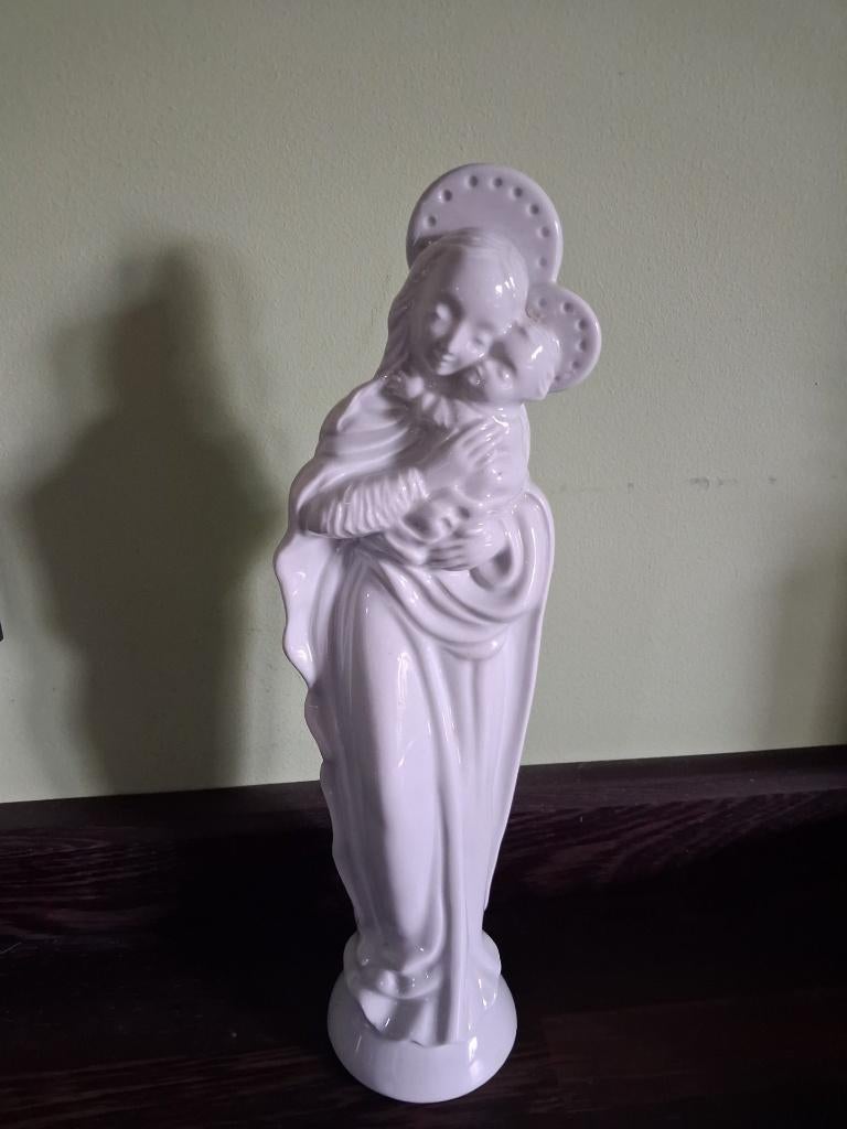 Vierge en porcelaine signée F. Sigismondi, Antiquités & Art, Enlèvement ou Envoi