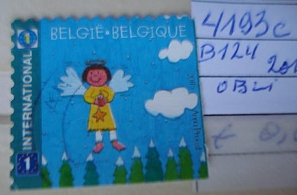 Belgique 4193c  [ B124 ] (O), 1 Autocollant, Sans enveloppe, Affranchi, Envoi