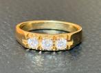 18K gouden ring met 3 natuurlijke diamanten en certificaat!, Neuf, Or, 17 à 18, Jaune