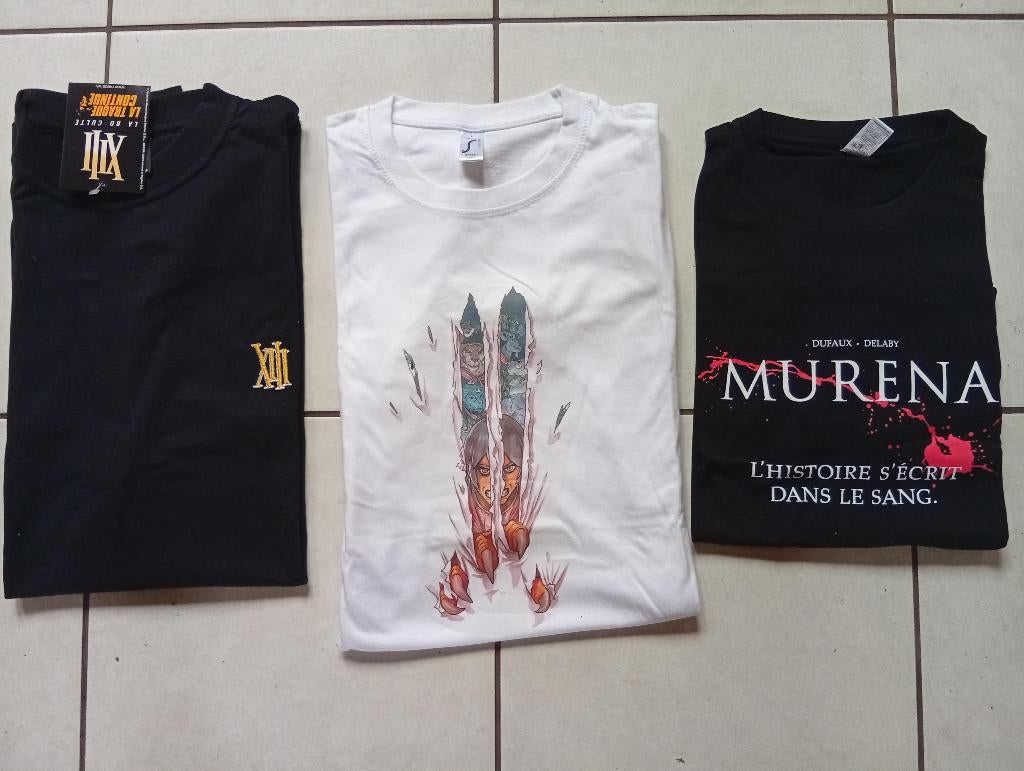 3 t-shirt BD : XIII / Klaw / Murena - Etat neuf., Collections, Personnages de BD, Neuf, Vêtements, Autres personnages, Enlèvement ou Envoi