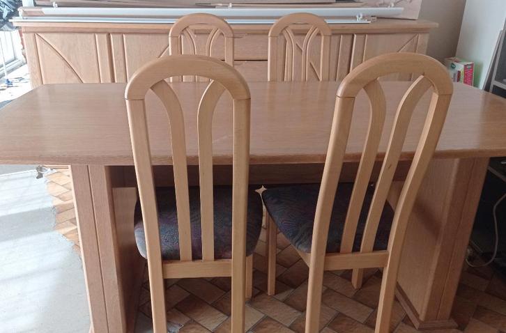 Eettafel en 4 stoelen, Huis en Inrichting, Tafels | Eettafels, Gebruikt, 50 tot 100 cm, 150 tot 200 cm, Vier personen, Rechthoekig