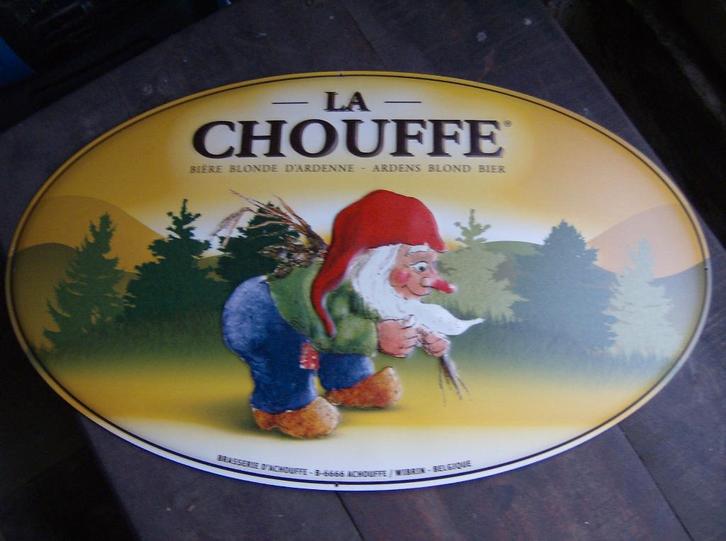 chouffe pakket met glazen, Verzamelen, Biermerken, Zo goed als nieuw, Reclamebord, Plaat of Schild, Overige merken, Ophalen