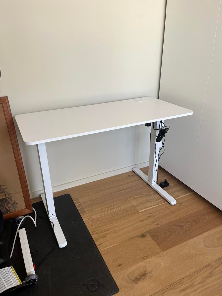 Elektrisch verstelbaar bureau wit, Maison & Meubles, Bureaux, Bureau d'ordinateur, 110 cm, Électrique, Comme neuf